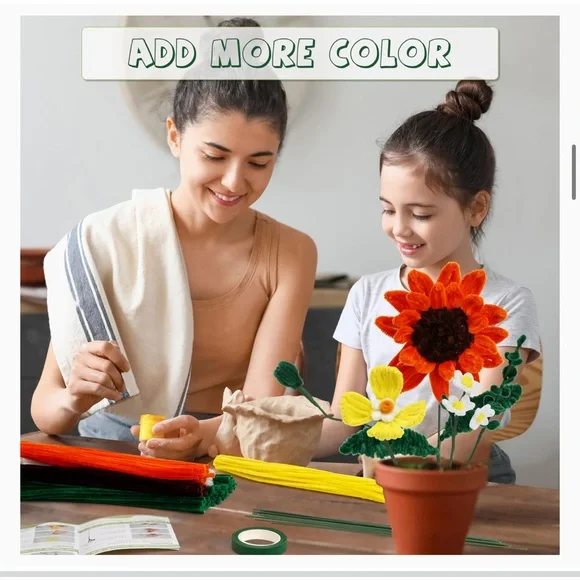 Pipe Cleaner Craft Kits 2 Set Flower Floral Craft Supplies Kids Toys STEM SM4 - Picture 9 of 16